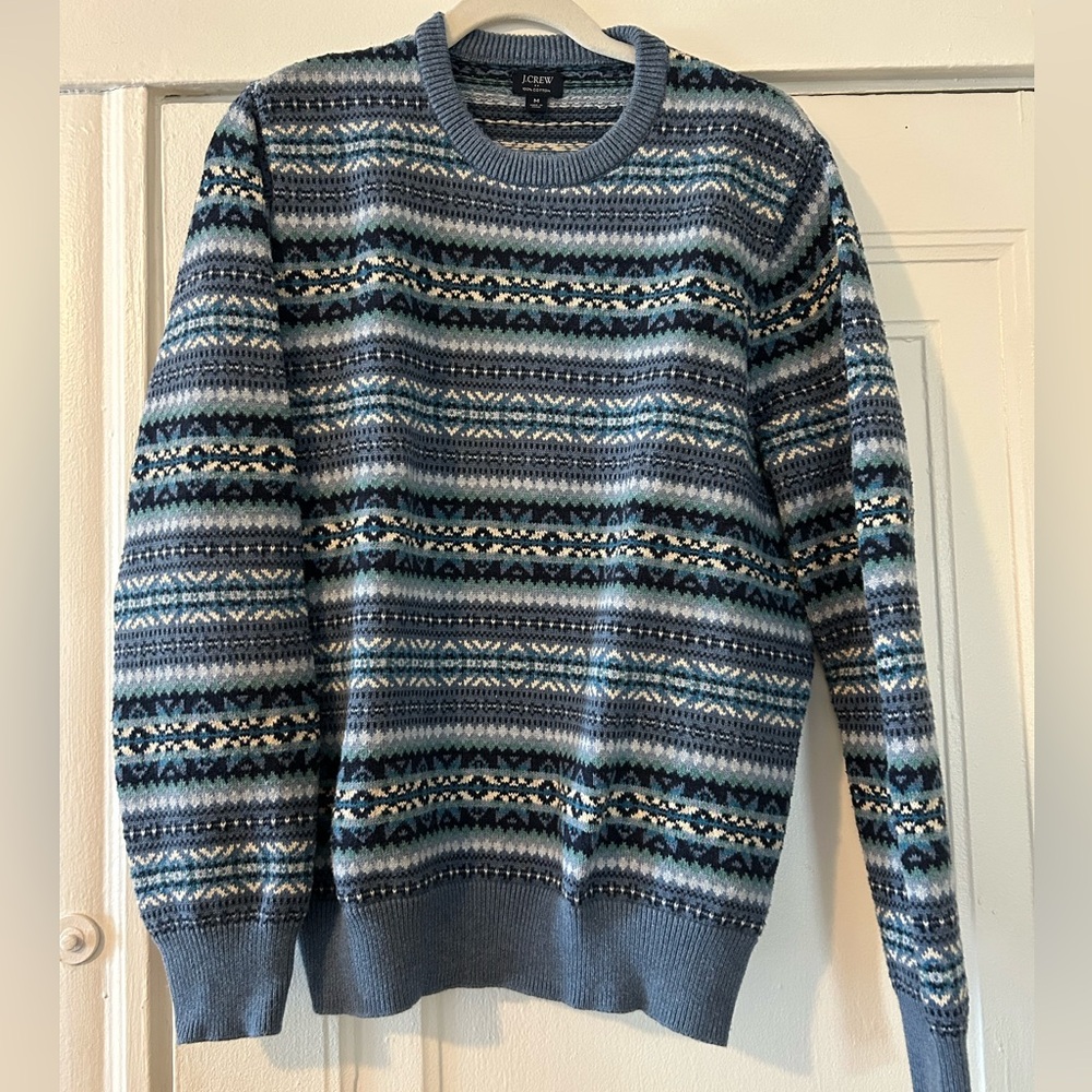 J. Crew Men's Blue fair Isle Sweater